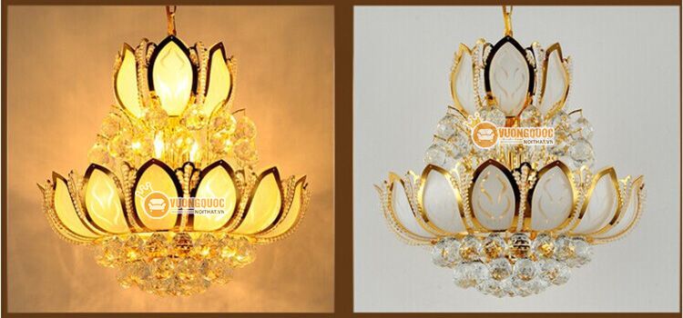 Đèn chùm thủy tinh hoa sen CM164-14